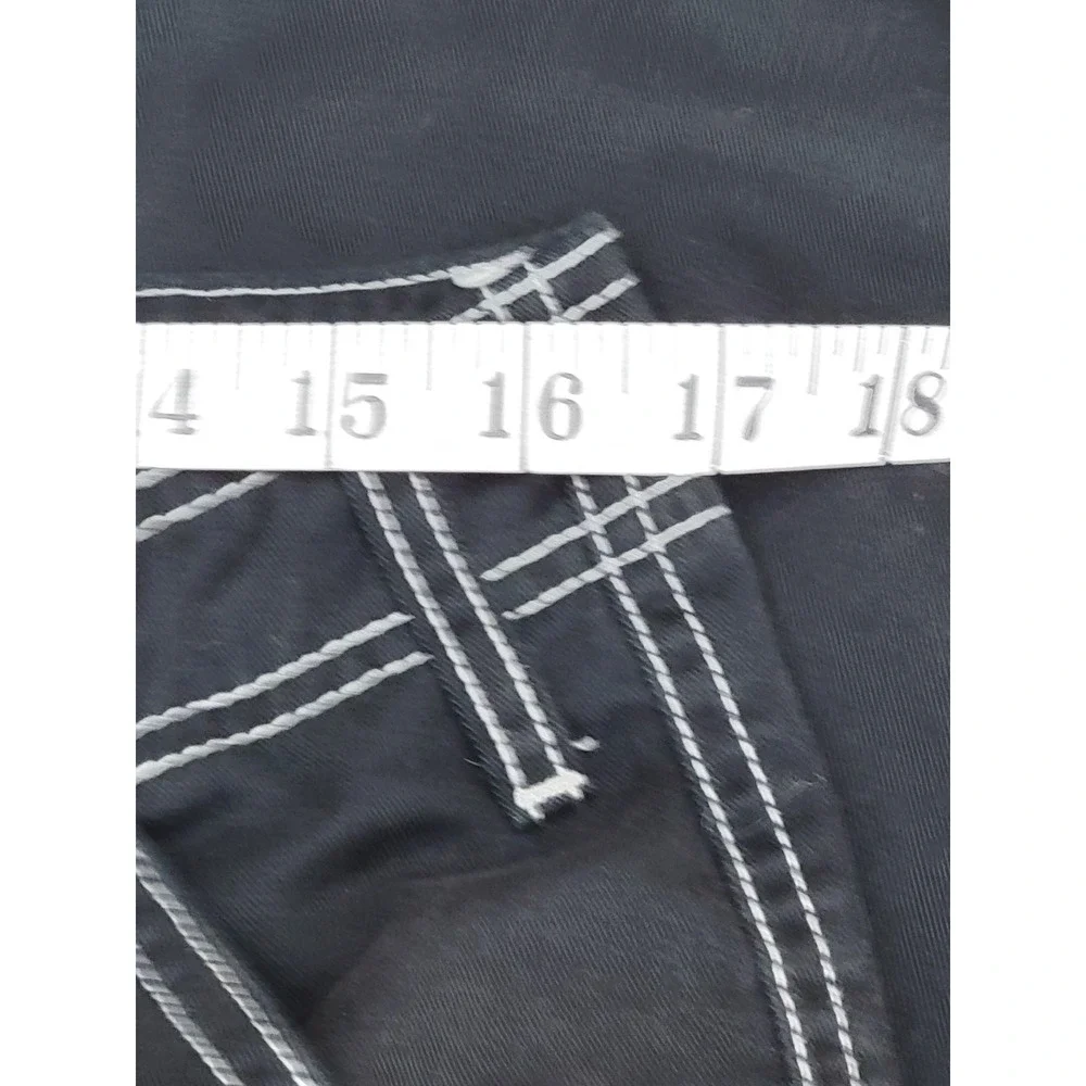 True Religion Cargo Pants Men's Size 32 Black White Stitch Baggy Utility Pockets